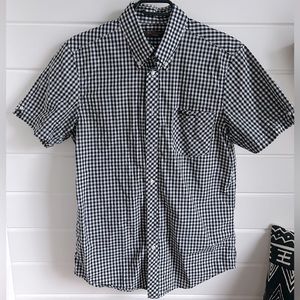 Ben Sherman SS Gingham Button Down Shirt | Medium | Black & White
